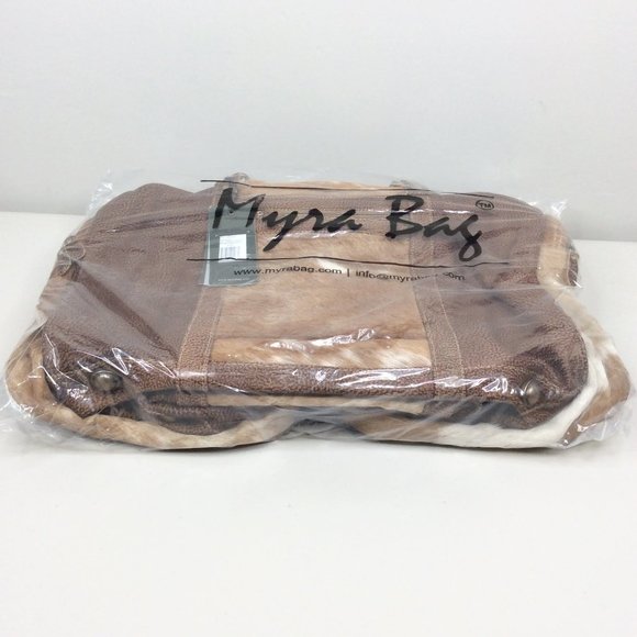 Myra Bag Cinnamon Traveller Bag Hair On Duffle Upcycled Genuine Cowhide - Picture 5 of 6